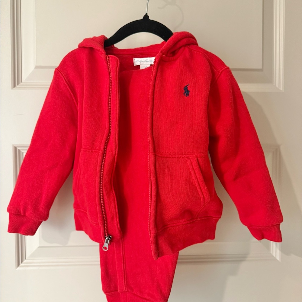 Ralph Lauren Red Zip-Up Hoodie Set